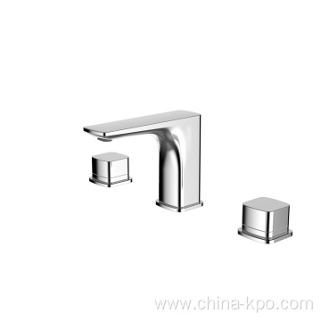 Brass basin mixer tap with double handle